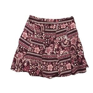 Show Me Your Mumu Size M Floral Skater Mini Skirt Purple Lined Stretch Flowy